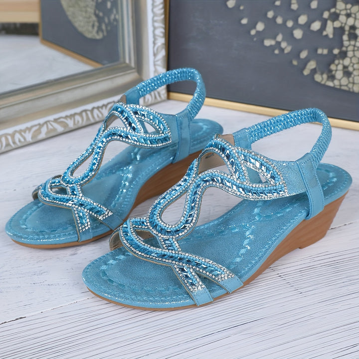 Avery | Glittery Rhinestone-Embellished Wedge Sandals