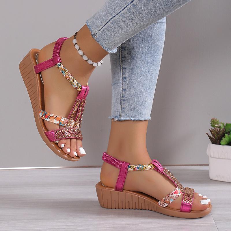 Aria | Bohemian Peep Toe Wedge Sandals