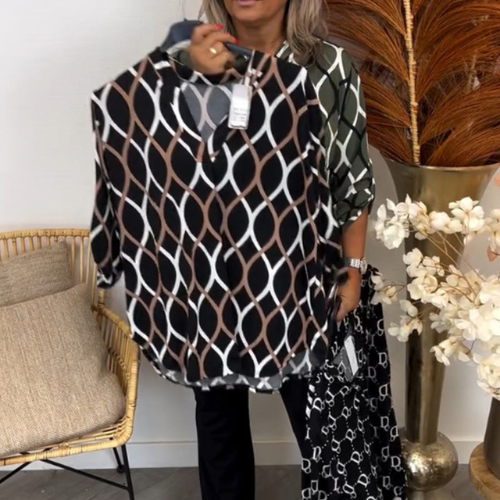Mabel Geometric Long Sleeve Blouse