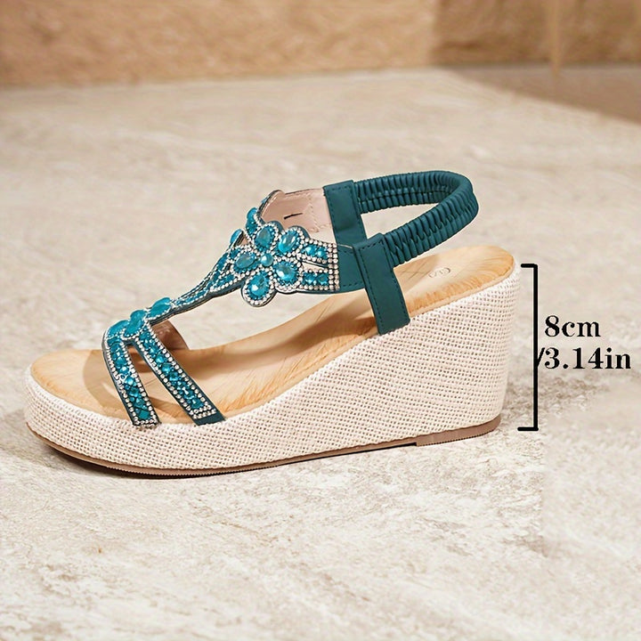 Nicole | Rhinestone Wedge Sandals