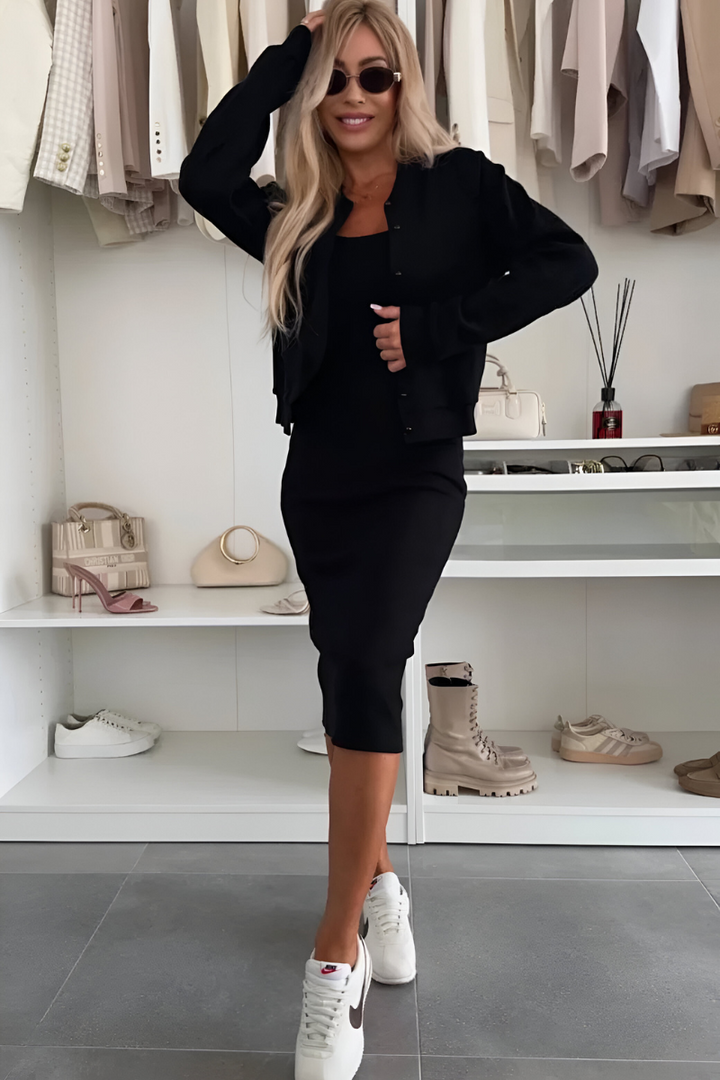 Elowen | Comfortable Midi Dress & Cardigan
