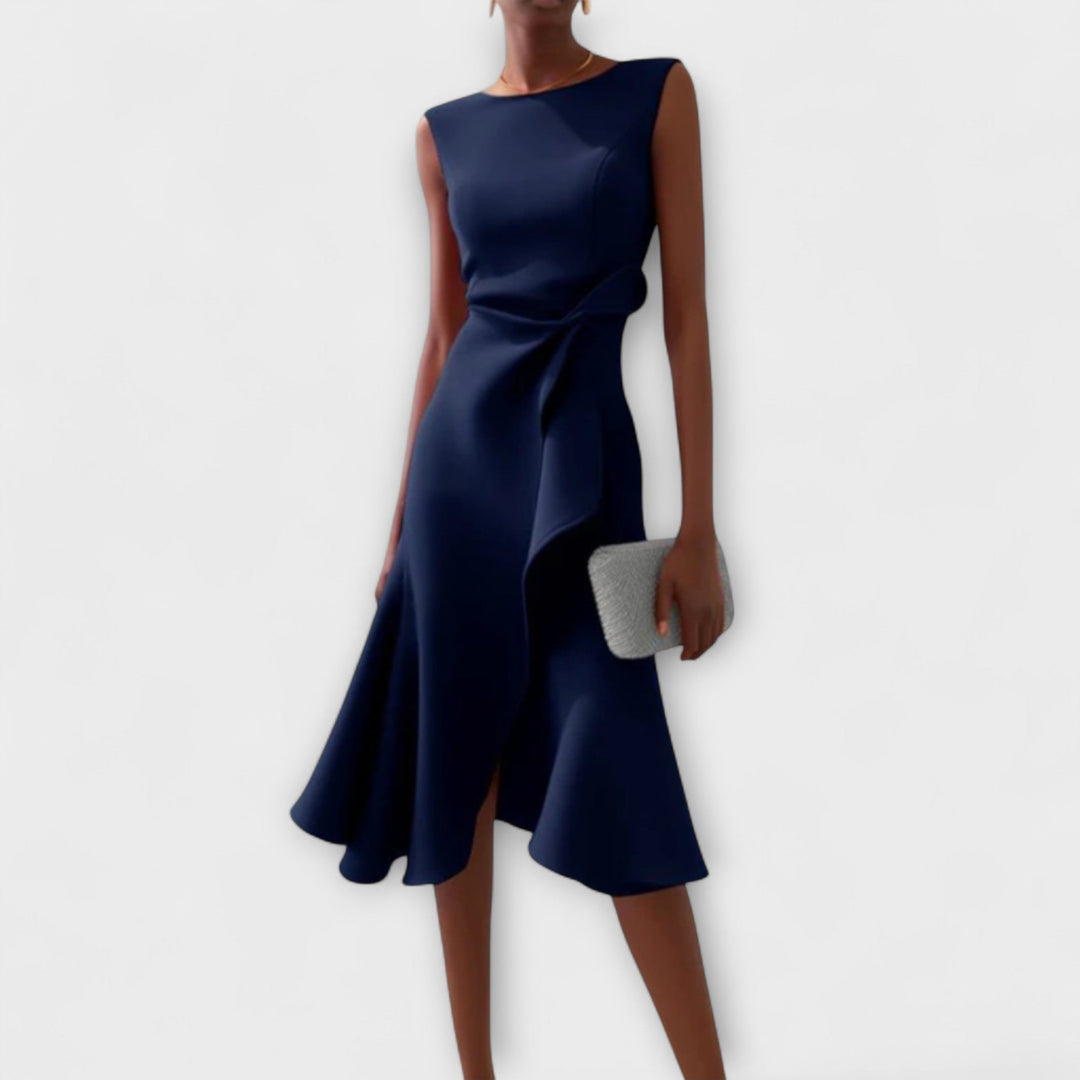 Ava | Draped Asymmetric Midi Dress