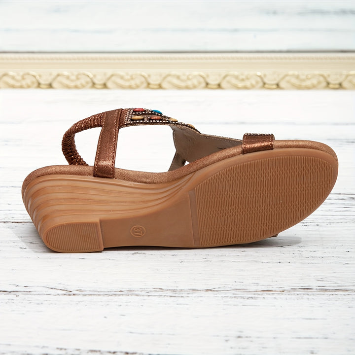 Claire | Bohemian Slip-On Sandals with Beaded & Rhinestone Accents