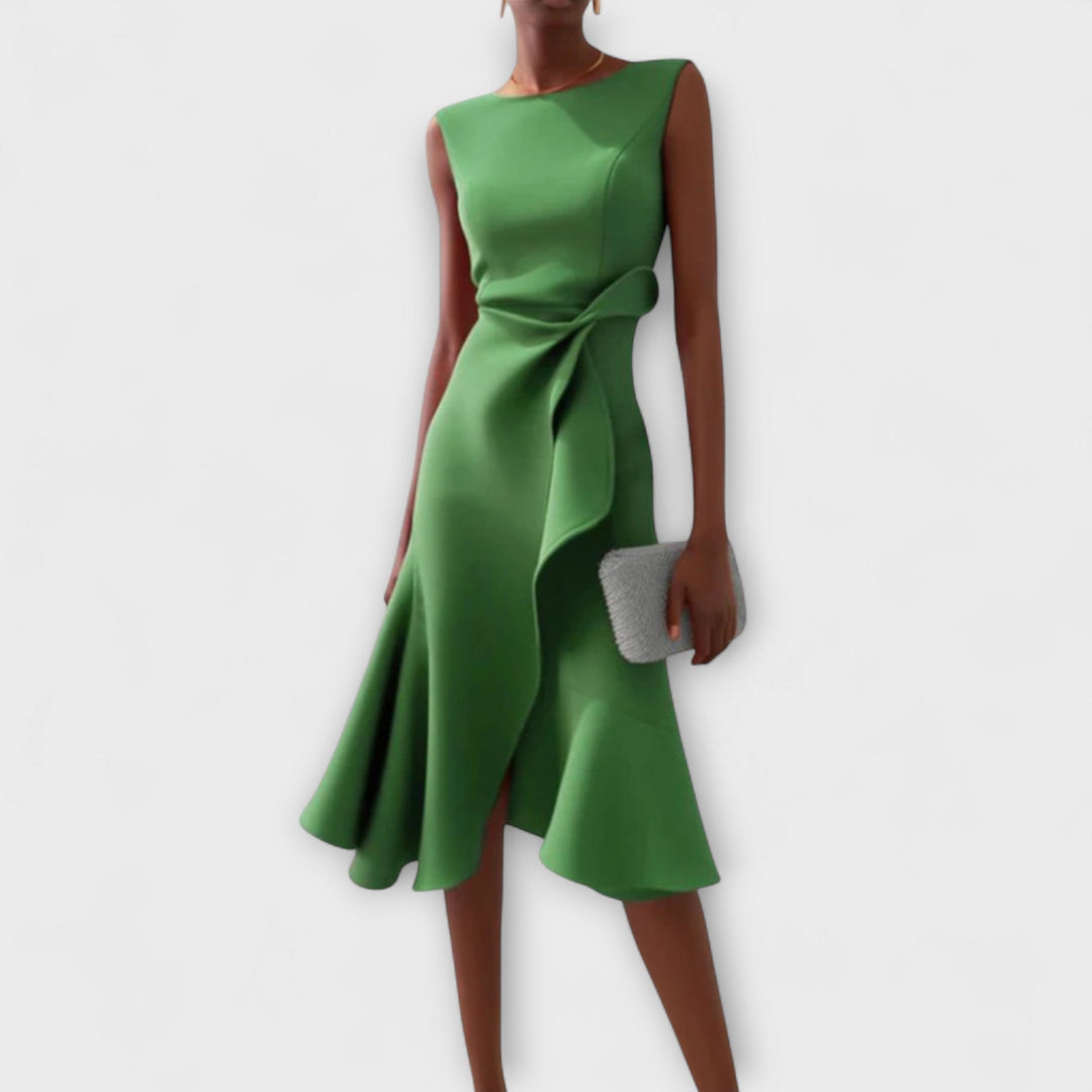 Ava | Draped Asymmetric Midi Dress