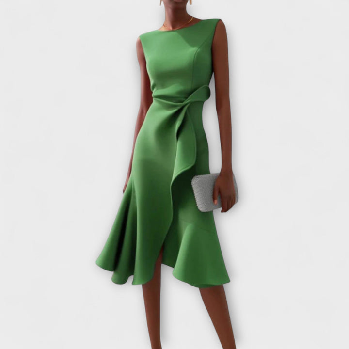 Ava | Draped Asymmetric Midi Dress