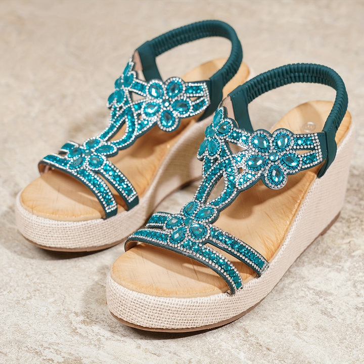 Nicole | Rhinestone Wedge Sandals