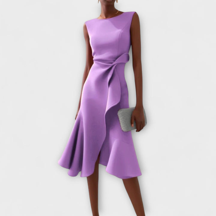 Ava | Draped Asymmetric Midi Dress