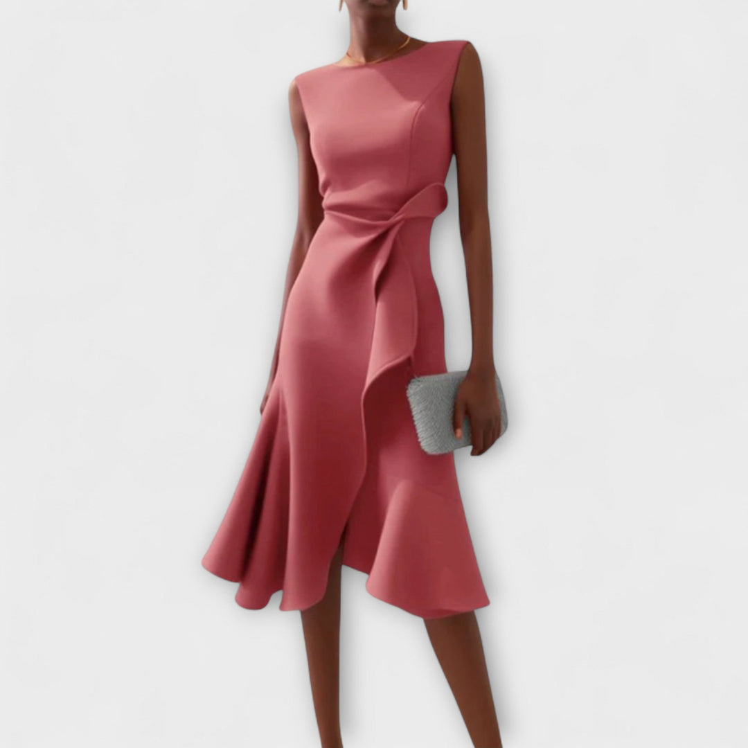 Ava | Draped Asymmetric Midi Dress