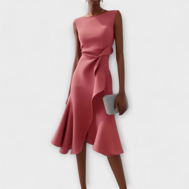 Ava | Draped Asymmetric Midi Dress