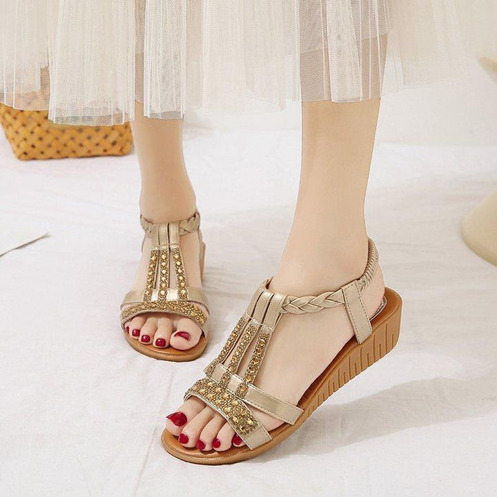Aria | Bohemian Peep Toe Wedge Sandals