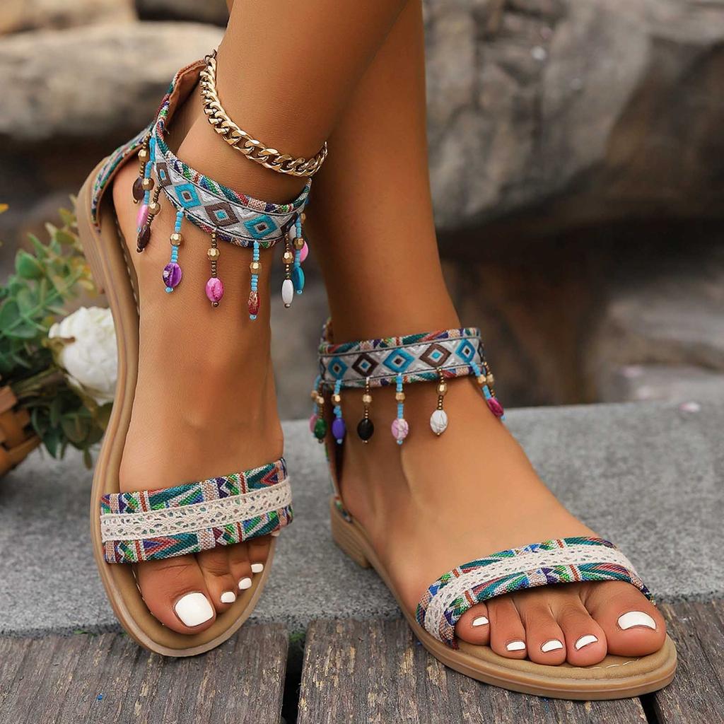 Delilah | Bohemian Open-Toe Embroidery Sandals