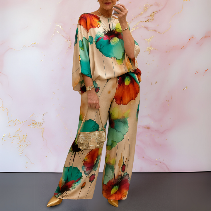 Ximena | Artistic Satin Two-Piece Set