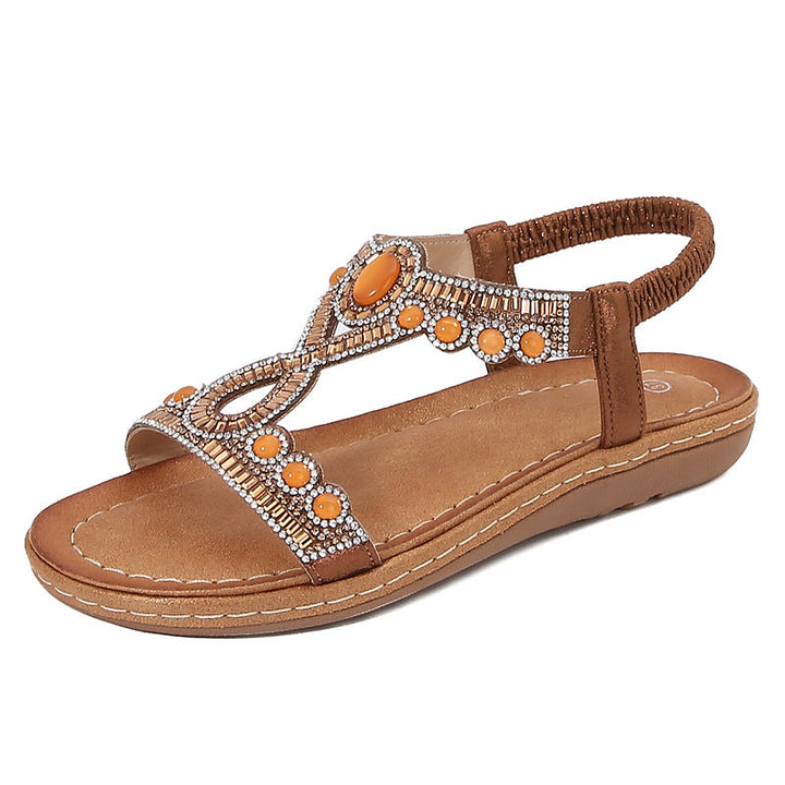 Gabriella | Bohemian Leather Sandals with Crystal Details
