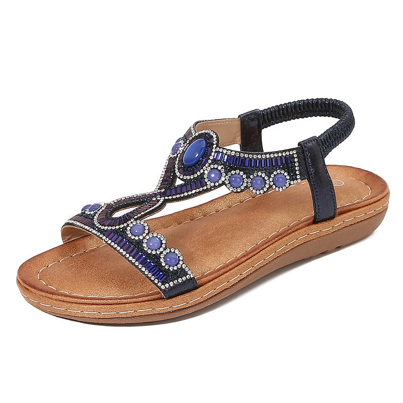 Gabriella | Bohemian Leather Sandals with Crystal Details
