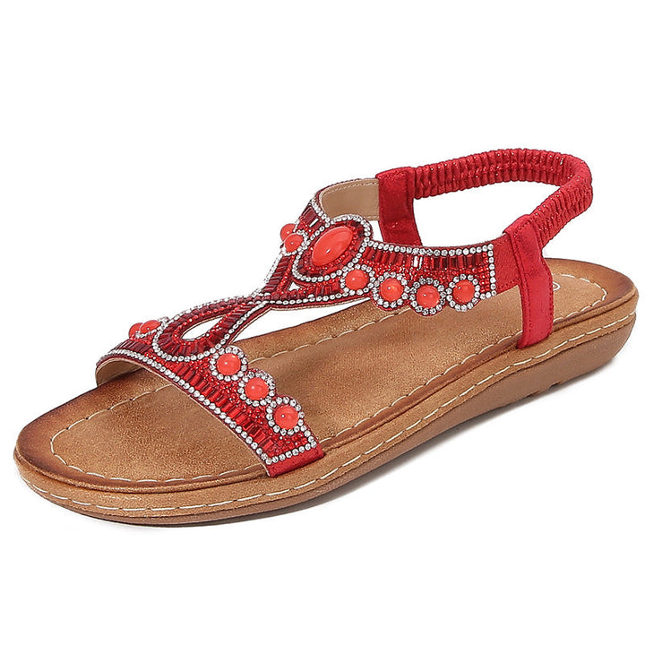 Gabriella | Bohemian Leather Sandals with Crystal Details