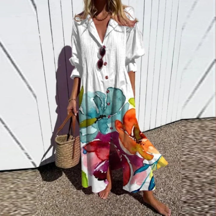 Cassidy | Boho Beauty Puff Sleeve Maxi Dress