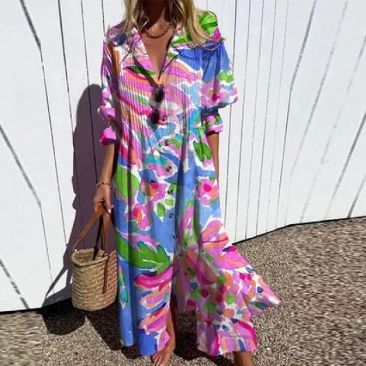 Cassidy | Boho Beauty Puff Sleeve Maxi Dress