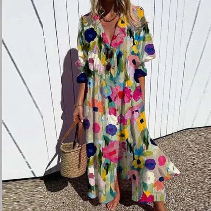 Cassidy | Boho Beauty Puff Sleeve Maxi Dress