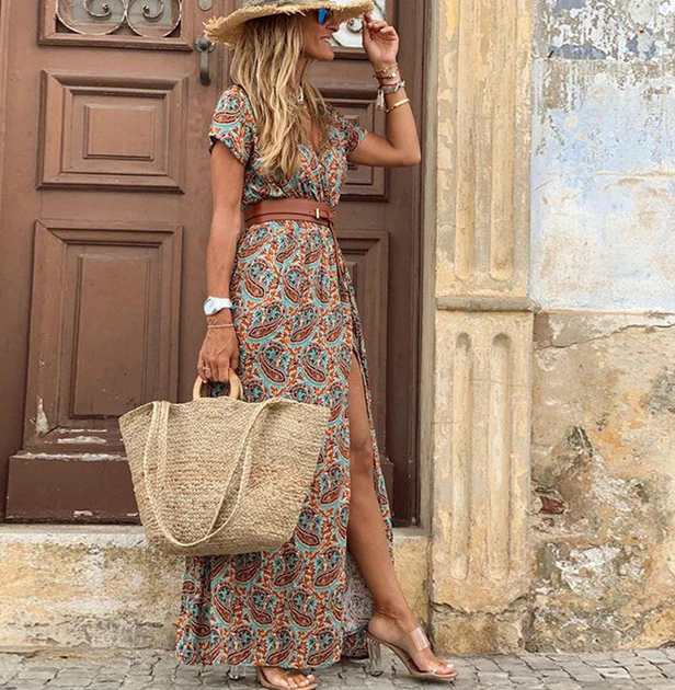 Luna | V-Neck Boho Maxi Dress