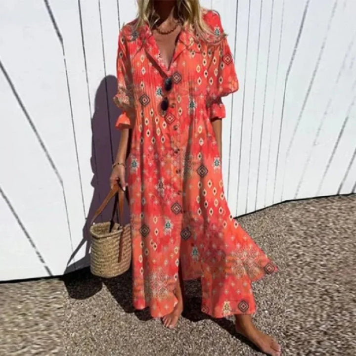 Cassidy | Boho Beauty Puff Sleeve Maxi Dress