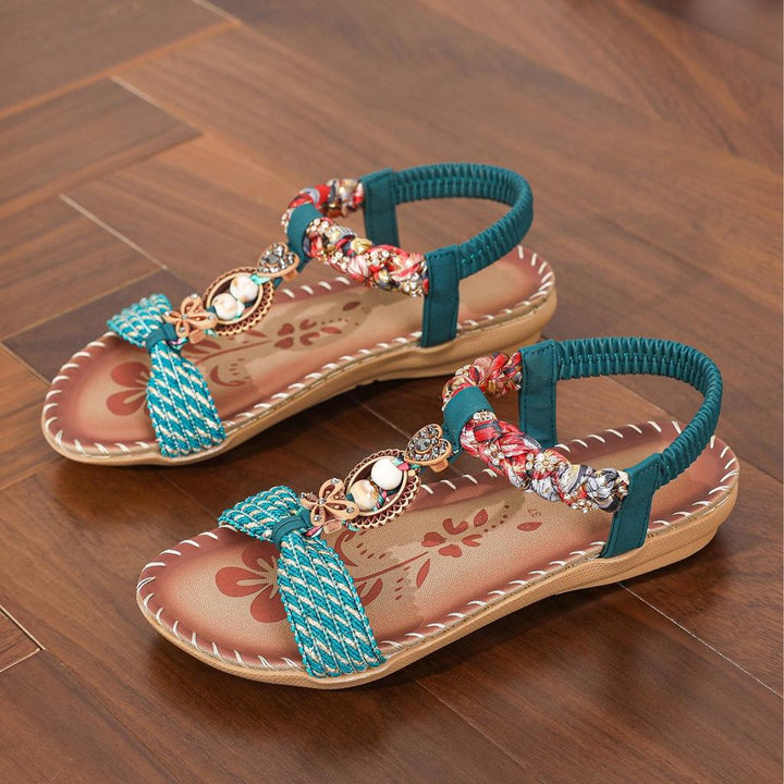 Everly | Bohemian Woven Rhinestone Sandals