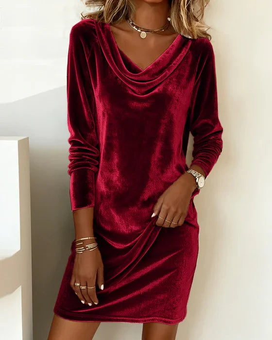 Frosina | Velvet Drape Dress
