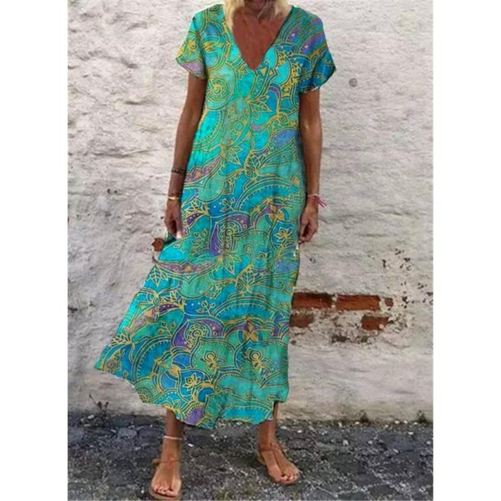 Isla | Vibrant V-Neck Maxi Dress