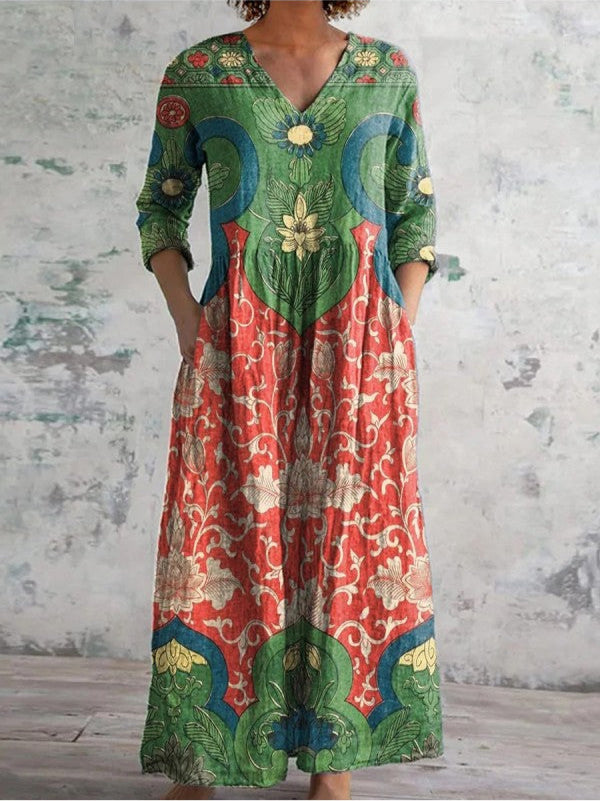 Elara | Vintage Floral Print Dress