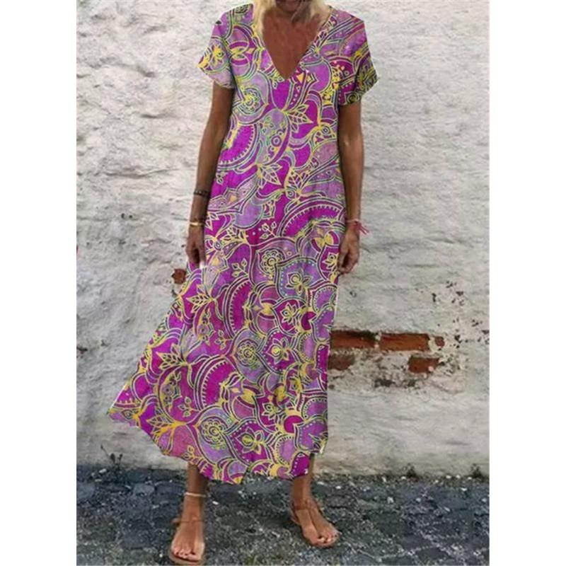 Isla | Vibrant V-Neck Maxi Dress