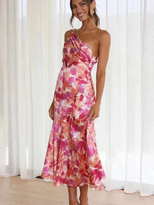 Flora | Asymmetrical Floral Midi Dress