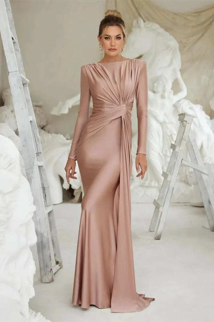 Michaela | Stylish Long Sleeve Twist Front Maxi Dress
