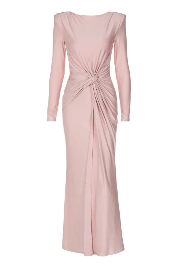 Michaela | Stylish Long Sleeve Twist Front Maxi Dress