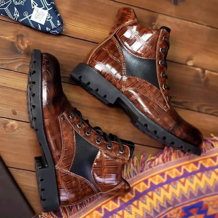Xavier | Stylish Croco Faux Leather Boots