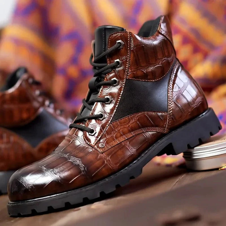 Xavier | Stylish Croco Faux Leather Boots