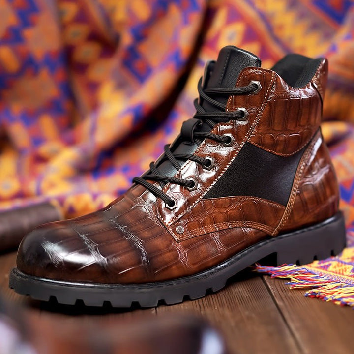 Xavier | Stylish Croco Faux Leather Boots